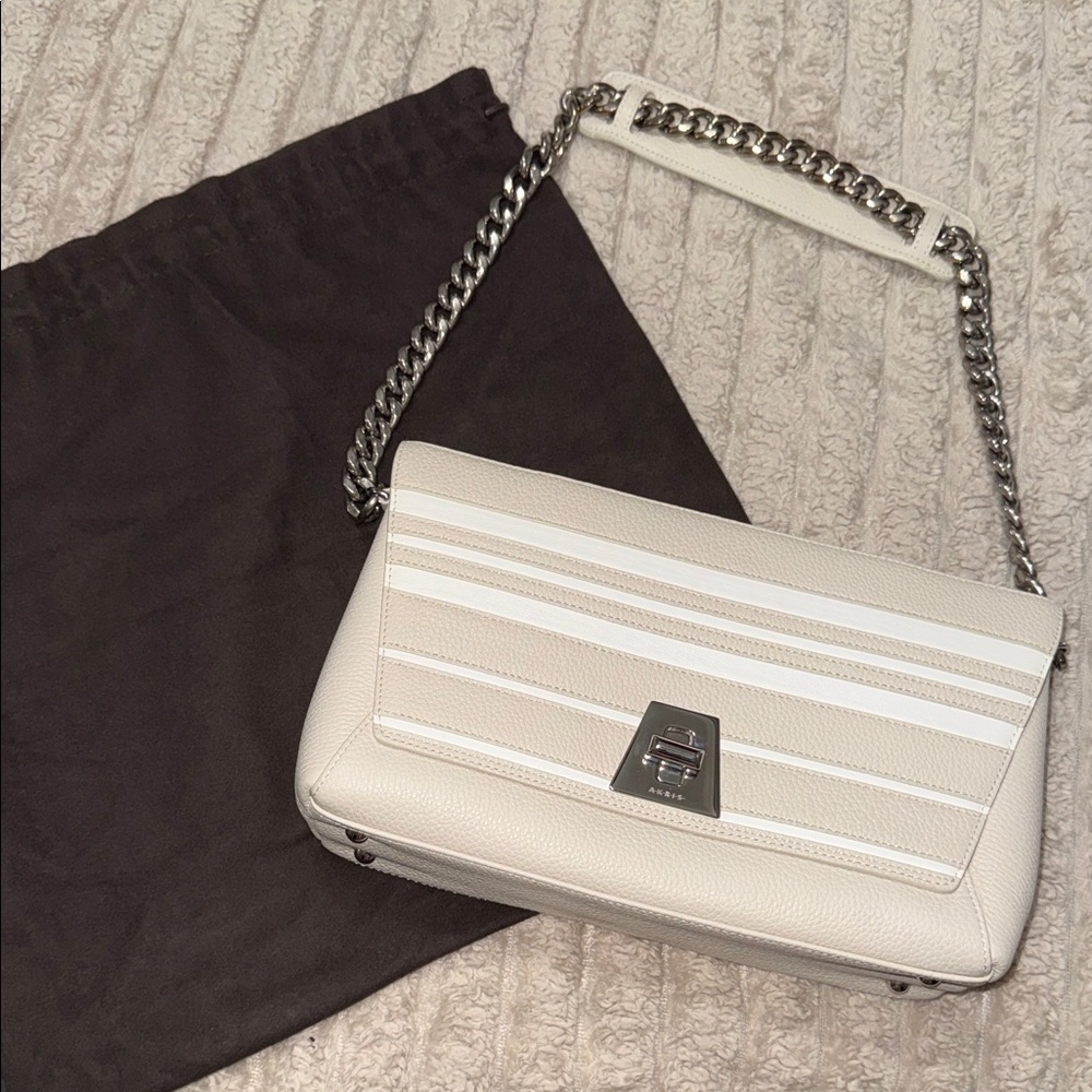 Akris White and Silver Chain Shoulder Bag
